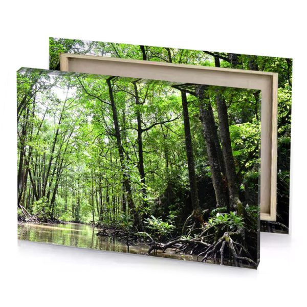 a river in the middle of forest olive drab canvas - Image 4