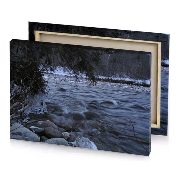 a river with rocks and trees in the background slate gray canvas - Image 4