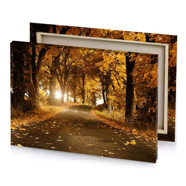 a road with yellow leaves sepia canvas - Image 4