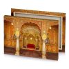 a room with red couch and gold white wall canvas - Image 4