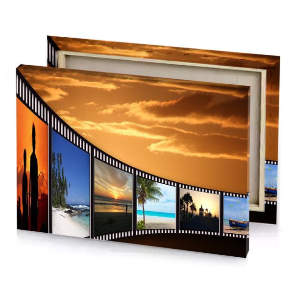 a row of film strips sand brown canvas - Image 4