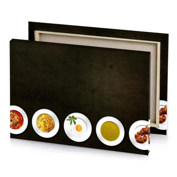 a row of white plates smoky black canvas - Image 4