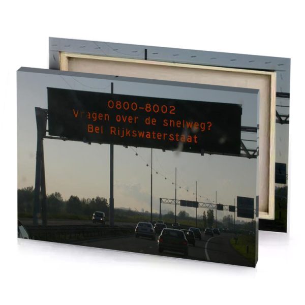 a sign on highway dark gray canvas - Image 4