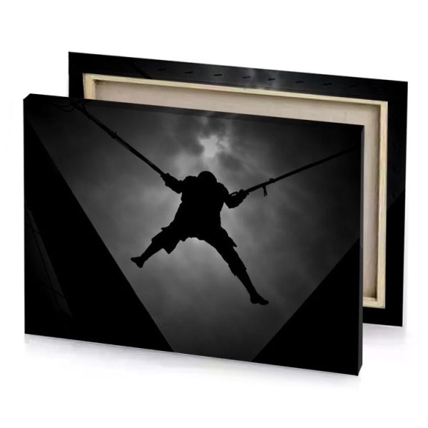 a silhouette of man in the air dim gray canvas - Image 4