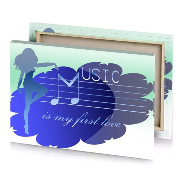 a silhouette of woman with guitar and the words just midnight blue canvas - Image 4