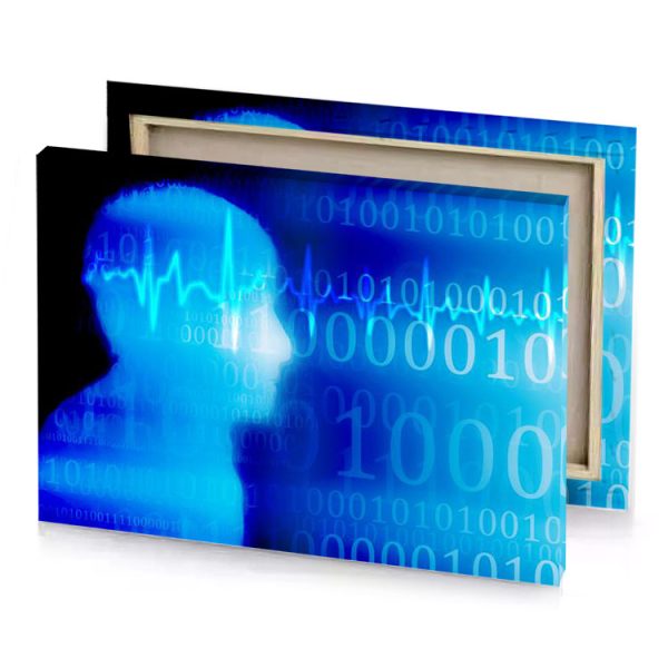 a silhouetted person in front of binary code zaffre canvas - Image 4