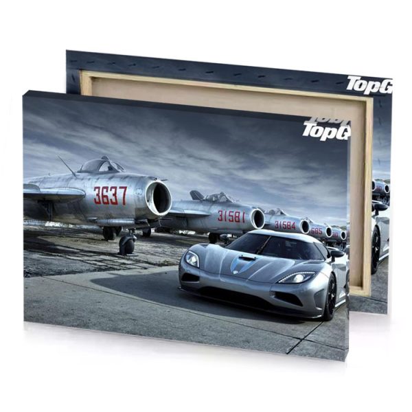 a silver car parked next to plane manatee canvas - Image 4