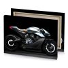 a silver motorcycle is shown in the dark smoky black canvas - Image 4