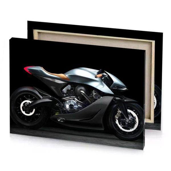 a silver motorcycle is shown in the dark smoky black canvas - Image 4