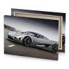 a silver sports car driving down road canvas - Image 4