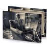 a skeleton sitting in an old chair camouflage green canvas - Image 4