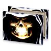 a skull with burning face on it light golden rod yellow canvas - Image 4