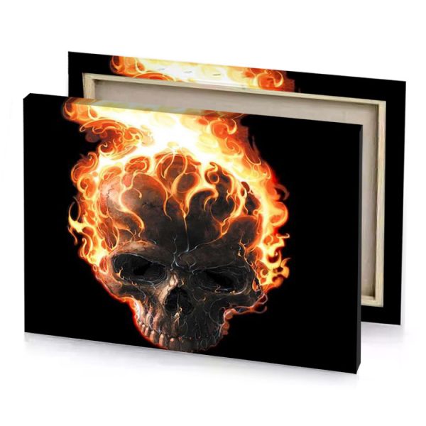 a skull with flames on it s head peru canvas - Image 4
