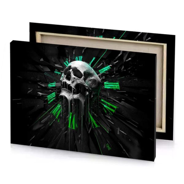 a skull with green paint and broken glass hunter canvas - Image 4