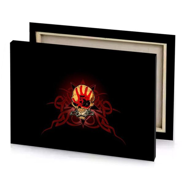 a skull with red and yellow on it zinnwaldite brown canvas - Image 4