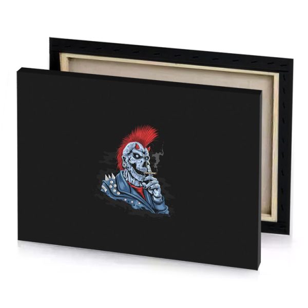 a skull with red mohawk and cigarette dim gray canvas - Image 4