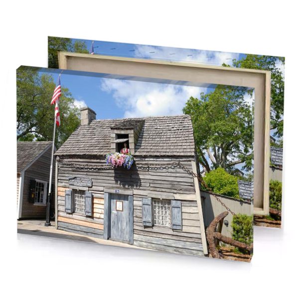 a small building with flag on the roof manatee canvas - Image 4