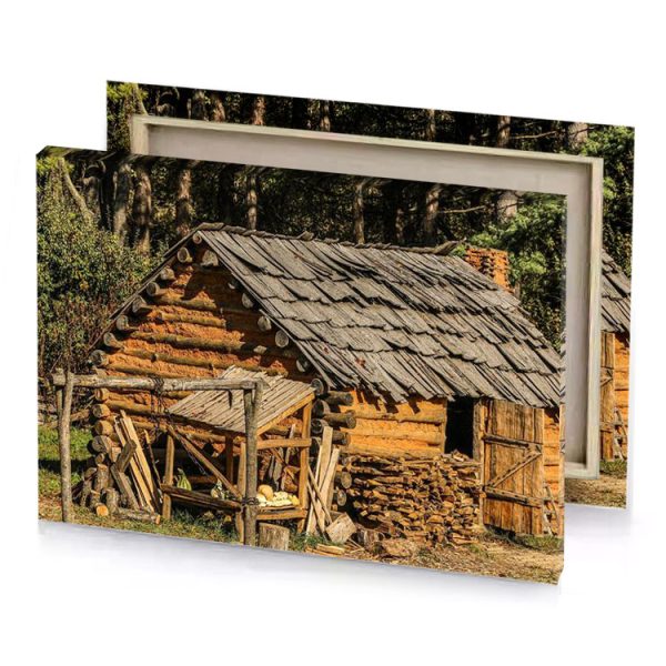 a small log cabin with wooden roof rosy brown canvas - Image 4
