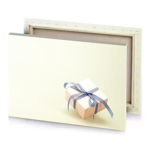 a small white box with blue ribbon silver canvas - Image 4