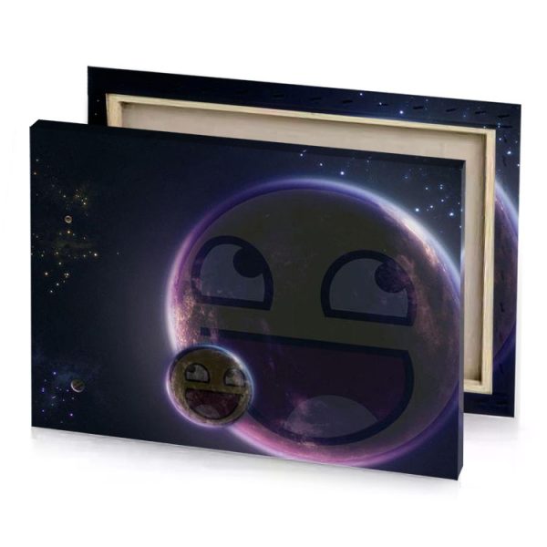 a smiley face with purple background charcoal canvas - Image 4