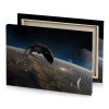 a space station with spaceship flying over the earth dim gray canvas - Image 4