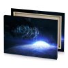 a spaceship flying over planet with bright blue light cerulean canvas - Image 4