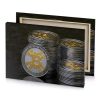 a stack of coins with bitcoin logo on top copper canvas - Image 4