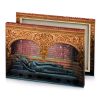a statue of woman laying on bench canvas - Image 4