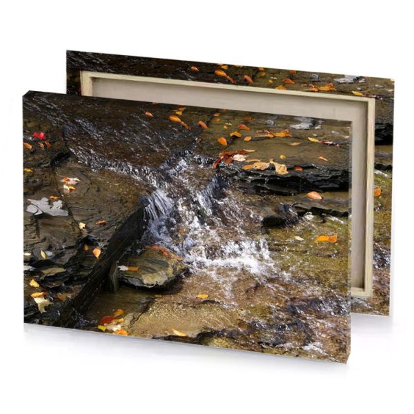 a stream of water running through forest gray canvas - Image 4