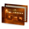 a street at night with train going under bridge saddle brown canvas - Image 4