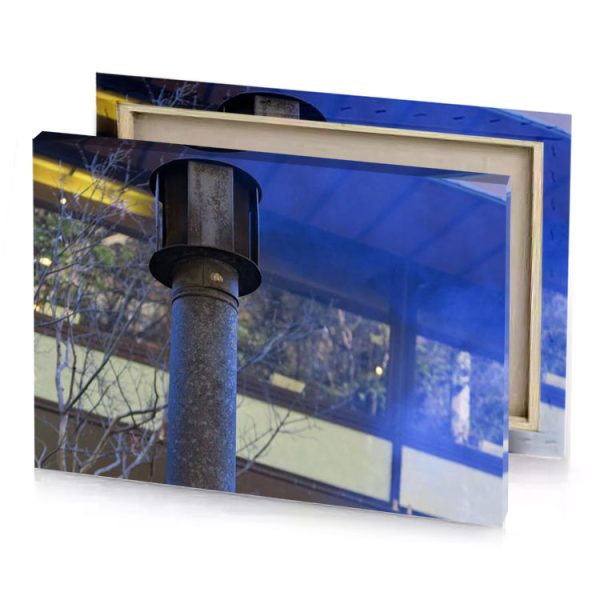 a street light with blur of building in the background dark slate blue canvas - Image 4