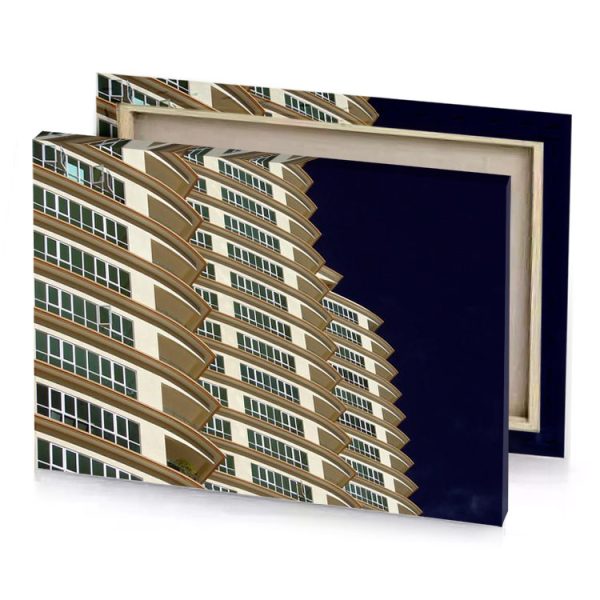 a tall building with many windows camouflage green canvas - Image 4