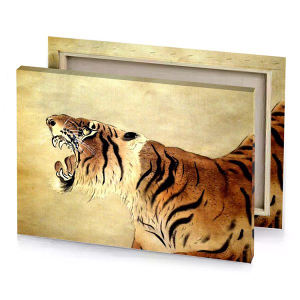 a tiger is standing in room with wall vanilla canvas - Image 4