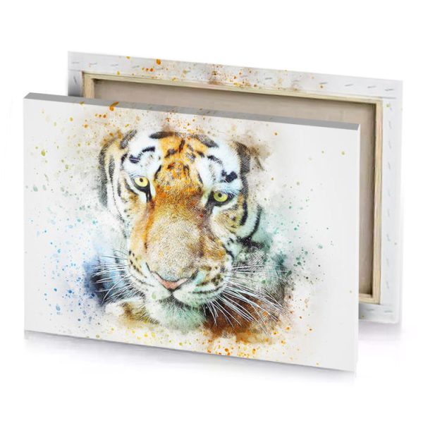 a tiger s face with watercolor paint spied on it burlywood canvas - Image 4