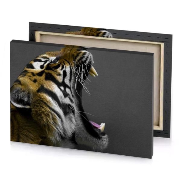 a tiger with its mouth open and smoky black canvas - Image 4