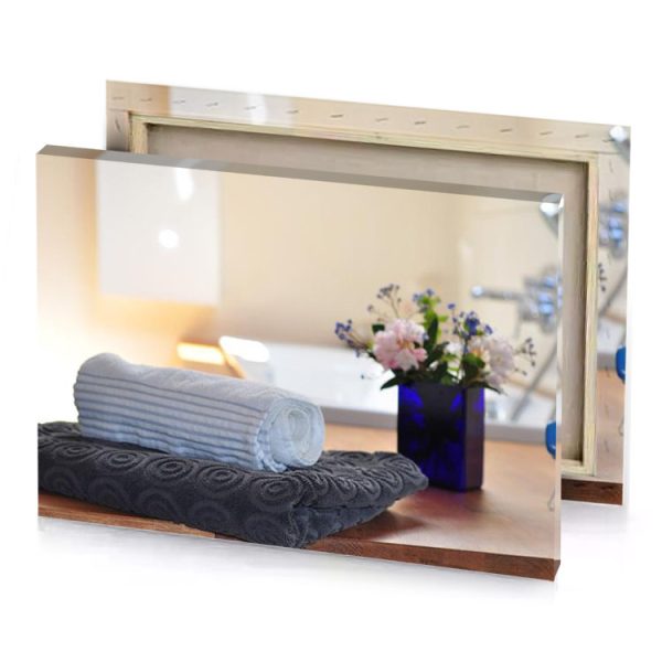 a towel and vase of flowers on table silver canvas - Image 4
