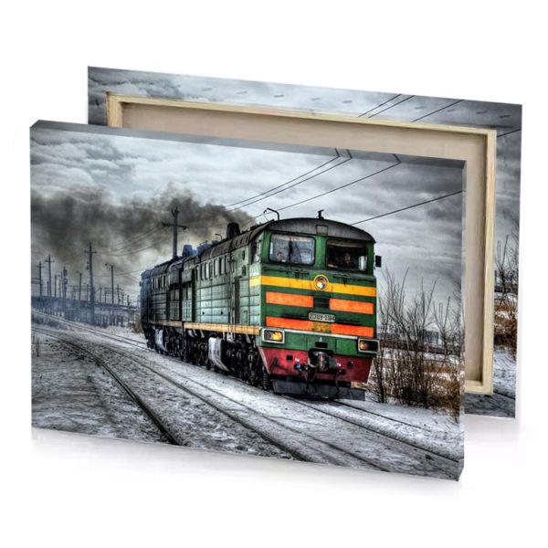 a train on the tracks smoky black canvas - Image 4