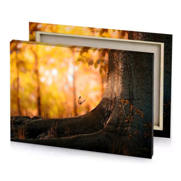 a tree trunk with yellow in the background sand brown canvas - Image 4