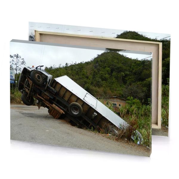 a truck that is sitting on the side of road bistre canvas - Image 4