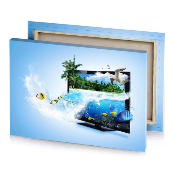 a tv screen with picture of tropical island lavender canvas - Image 4