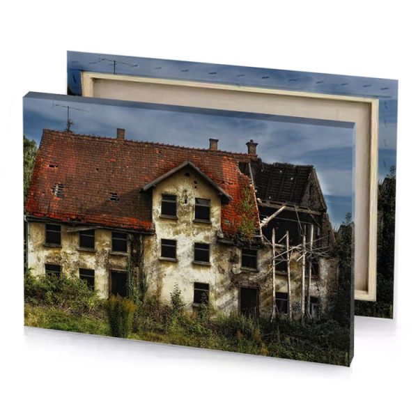 a very old house with red roof silver canvas - Image 4