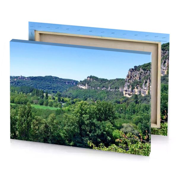a view of mountain with green valley teal blue canvas - Image 4