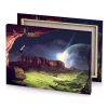 a view of mountain with moon in the sky dark khaki canvas - Image 4