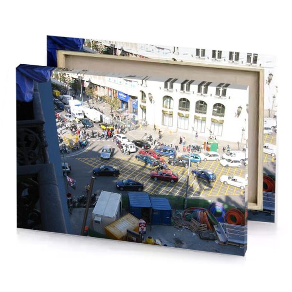 a view of street with lot junks gray canvas - Image 4
