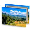 a view of village in the mountains steel blue canvas - Image 4