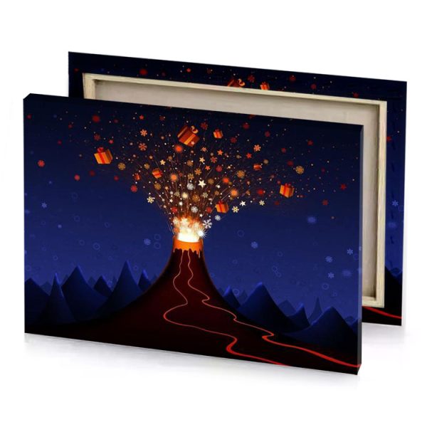 a volcano with fire coming out of it bistre canvas - Image 4