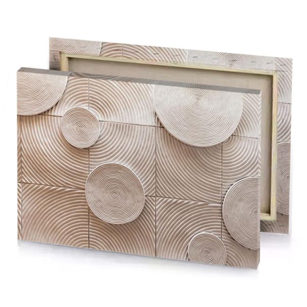 a wall with circles on it canvas - Image 4