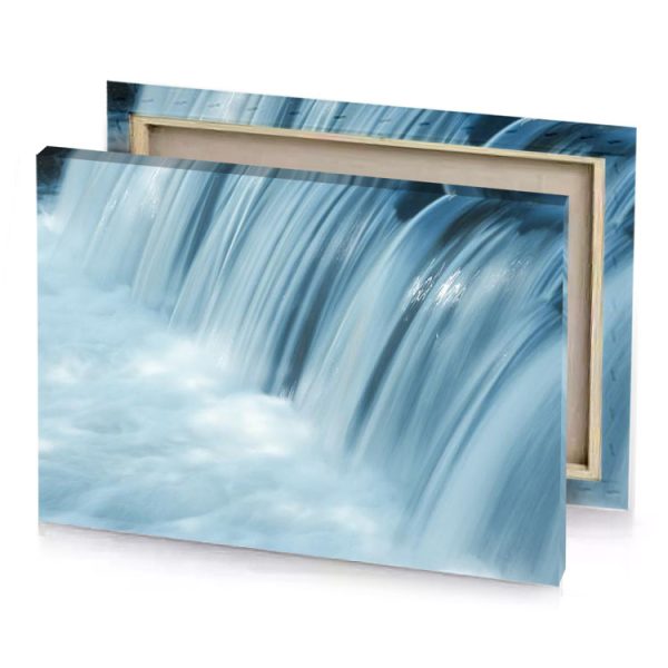 a waterfall in the middle of river moonstone blue canvas - Image 4