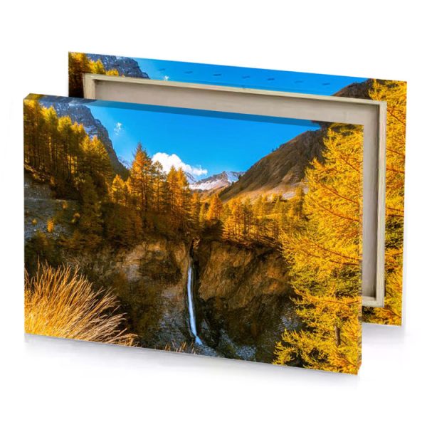 a waterfall in the mountains bistre canvas - Image 4