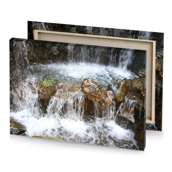 a waterfall with water flowing down it rosy brown canvas - Image 4